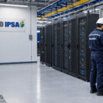 Técnico inspeccionando centro de datos GRUPO IPSA